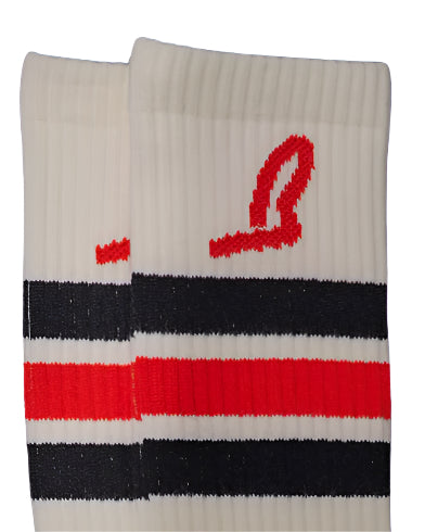 B Crew Sock in Red & Black