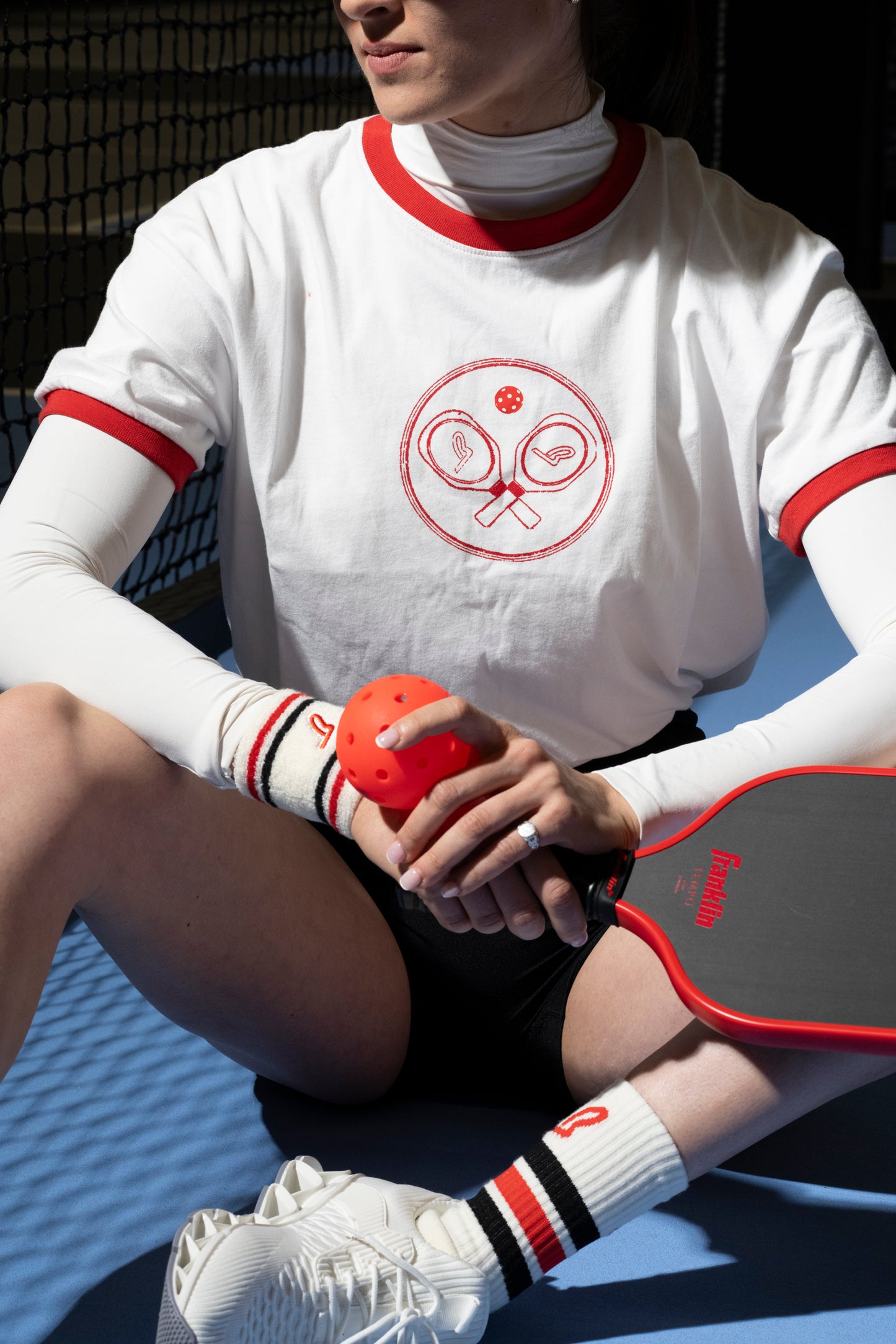 X-Paddle Ringer Tee in Red